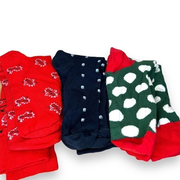 SET OF 3 MENS SOCKS POLKA DOT PAISLEY DOTS ROCKABLLY  NOVELTY  GREEN BLUE RED - Picture 1 of 6